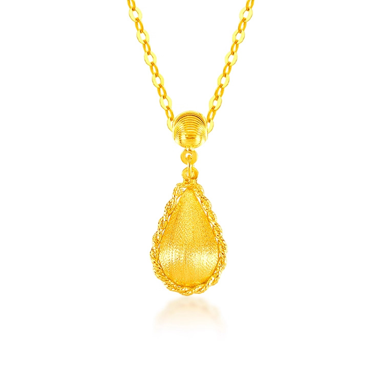 足金999.9#拉丝工艺水滴吊坠（精品）